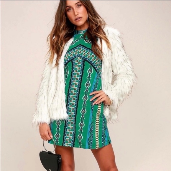 SOLD✨Free People Green Combo Stella mini dress - Picture 2 of 9